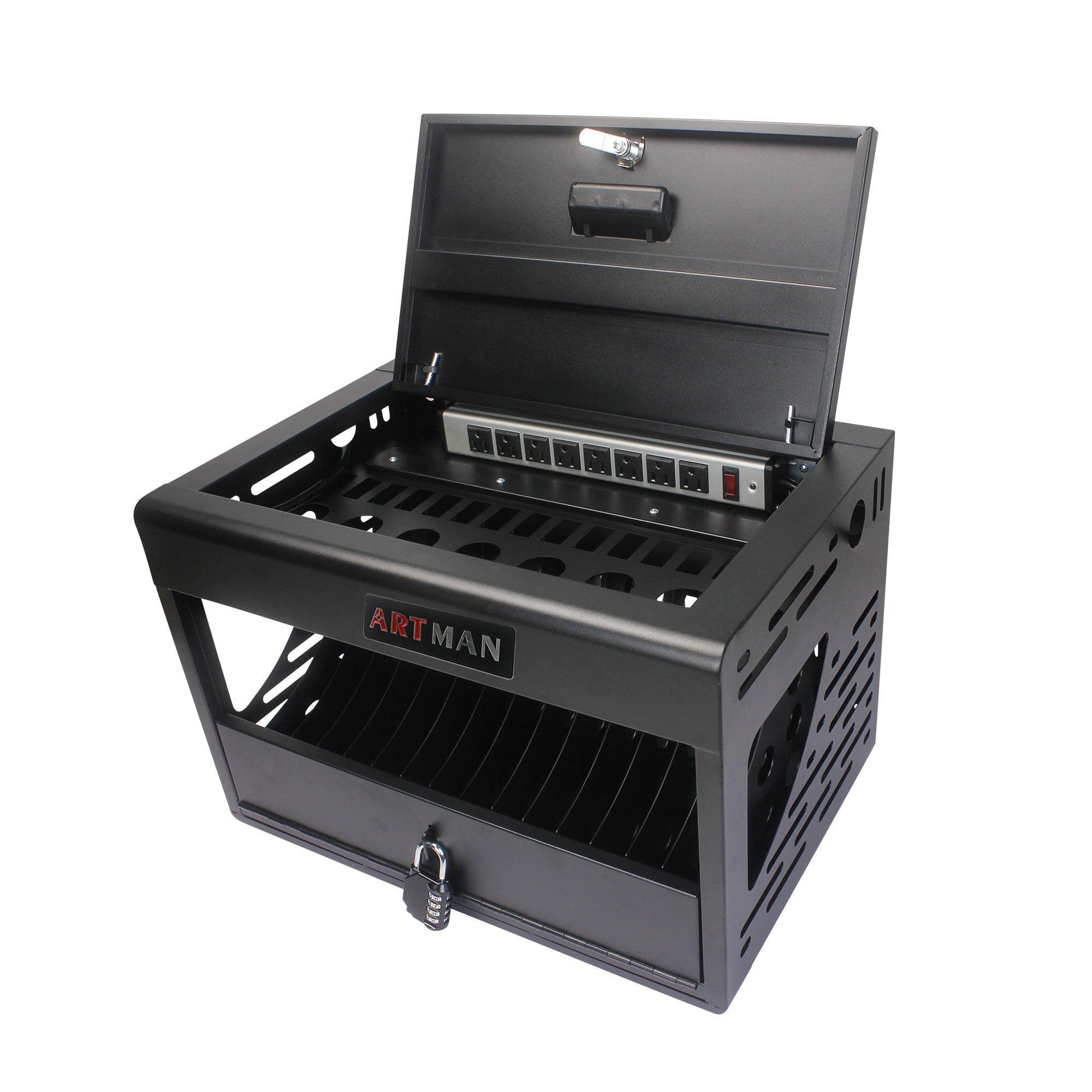 16 Bay Charging Cabinet for Laptop Chromebook Locking Charging Station-BLACK