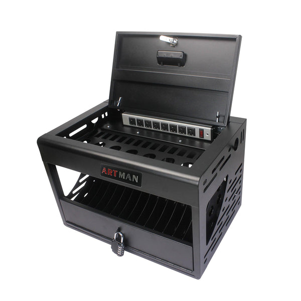 16 Bay Charging Cabinet for Laptop Chromebook Locking Charging Station-BLACK