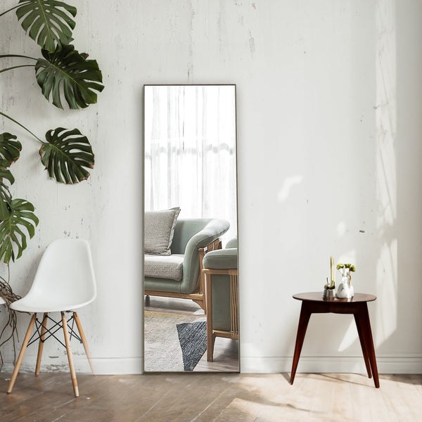 60x17 Brown Solid Wood Frame Full-length Mirror, Dressing Mirror, Bedroom Home Porch