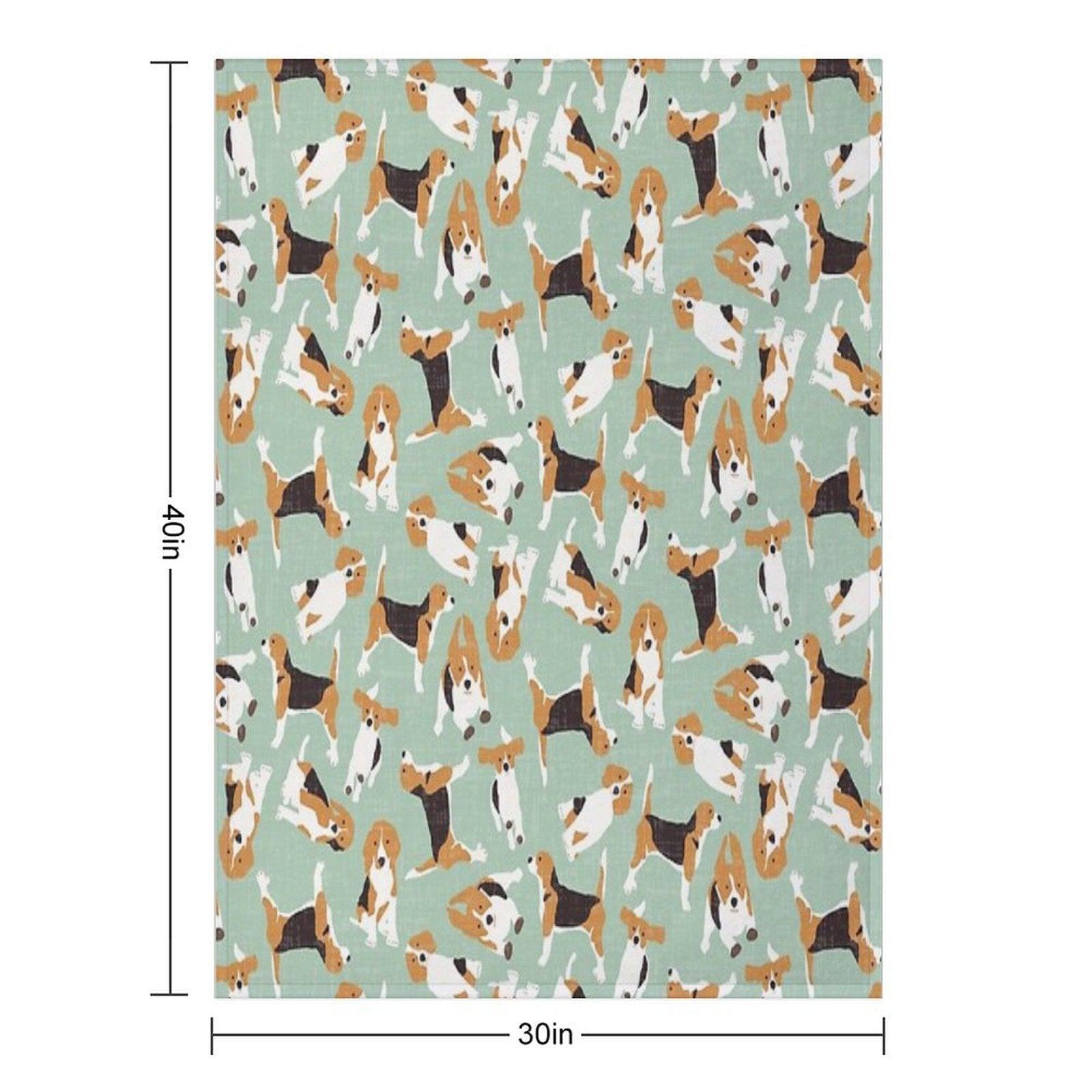 Beagle Scatter Mint Throw Blanket