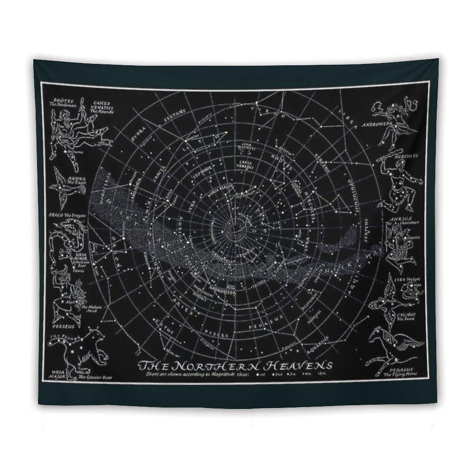 THE NORTHERN HEAVENS  Vintage Star Map Print Tapestry