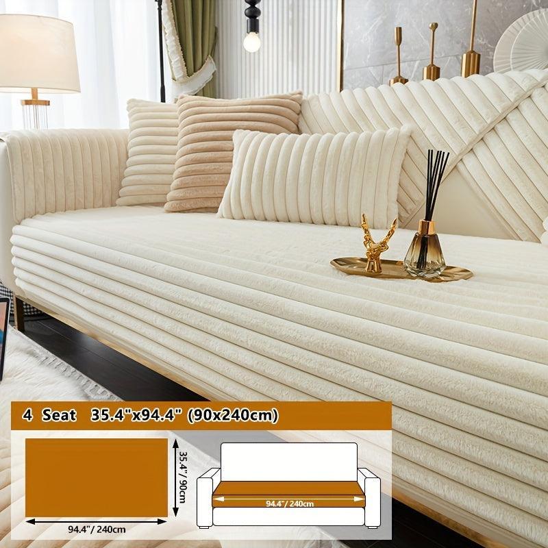 Luxurious Rabbit Fur Sofa Slipcover | Non-Slip Light Grey for dog use