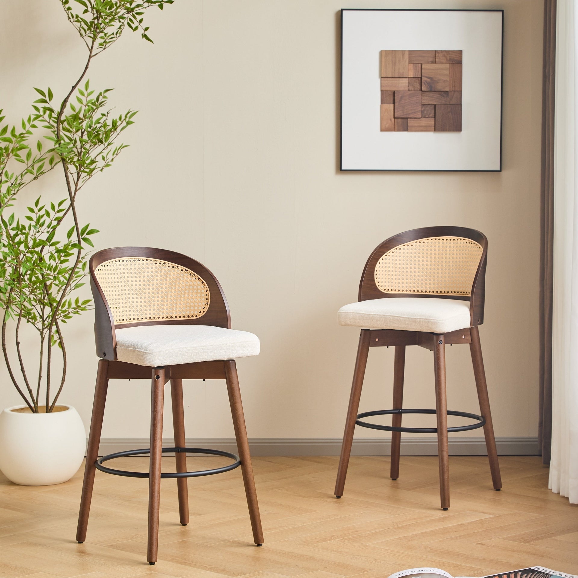 Set of 2 Como Indoor Wood Barstool