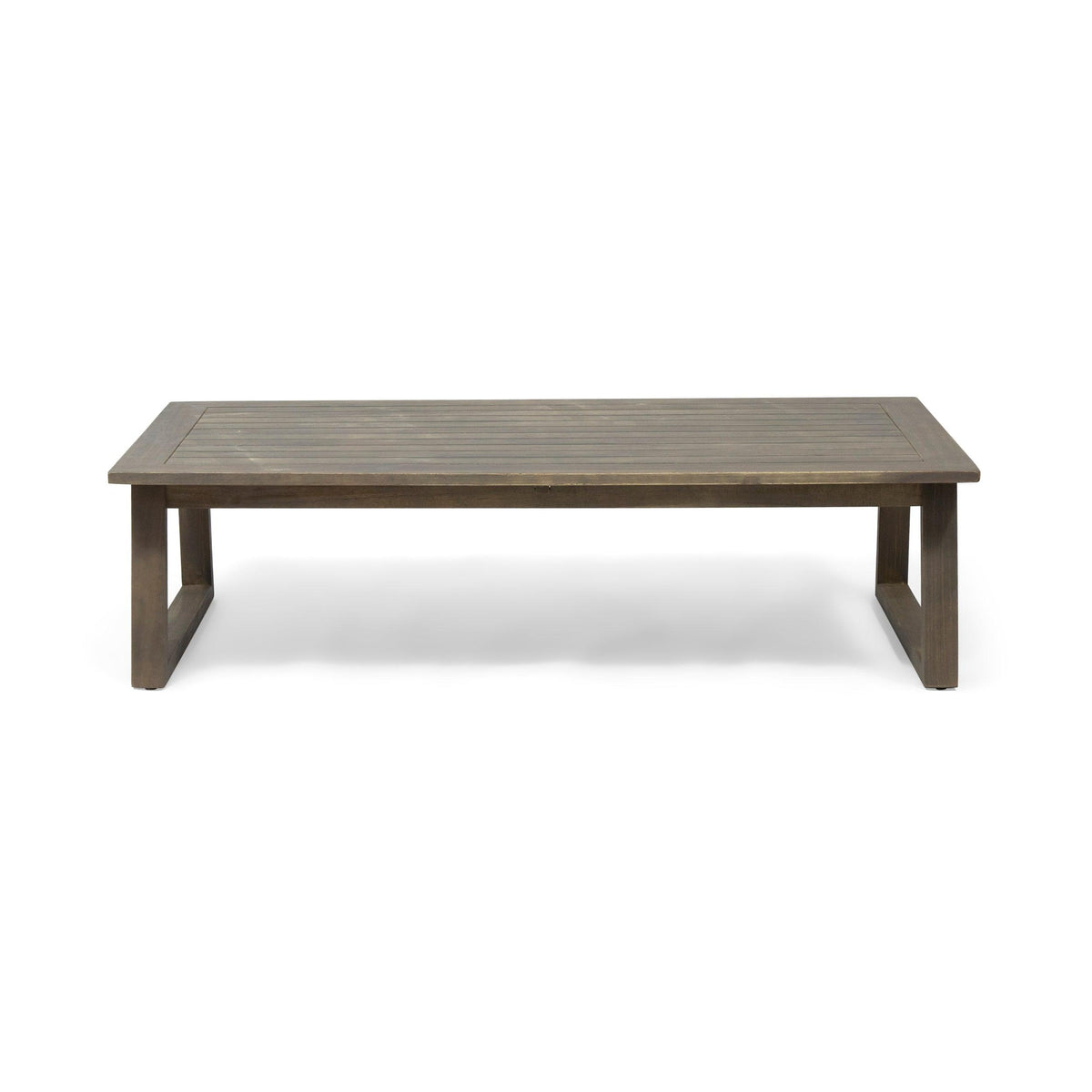 Grey Acacia Wood Outdoor Loveseat and a Table