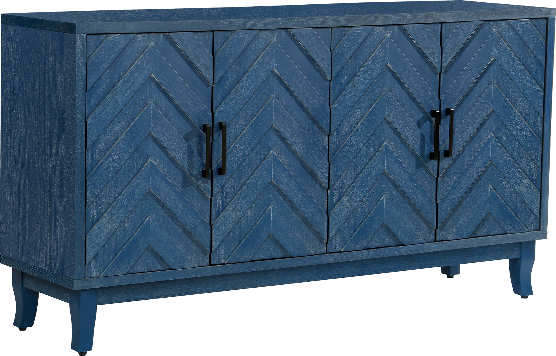 Stronger Vintage Style Buffet Cabinet Lacquered Accent Storage 4 Door Wooden