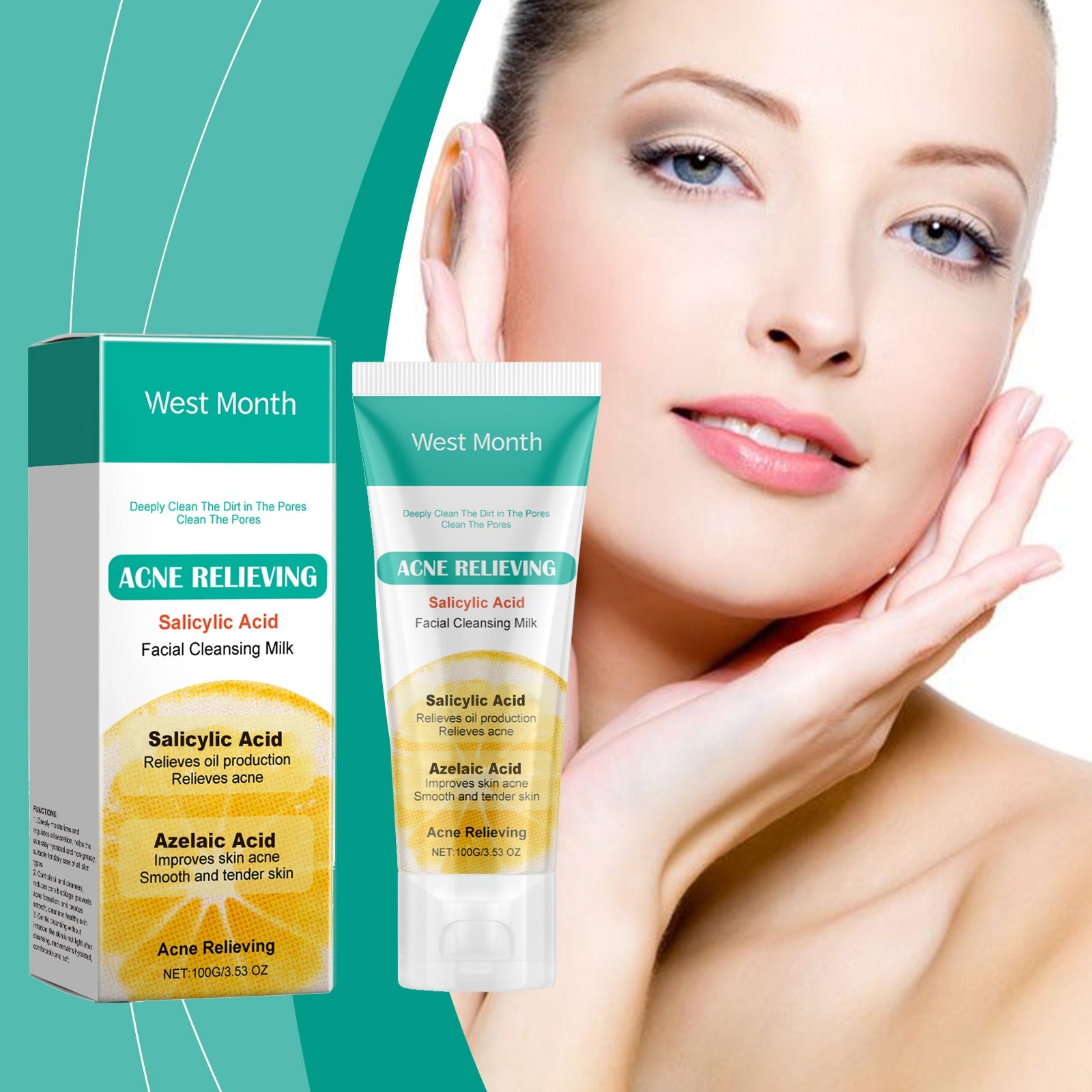 Salicylic Acid Anti-Acne Cleanser, Moisturizing Oil Control, Cleaning And Soothing Skin