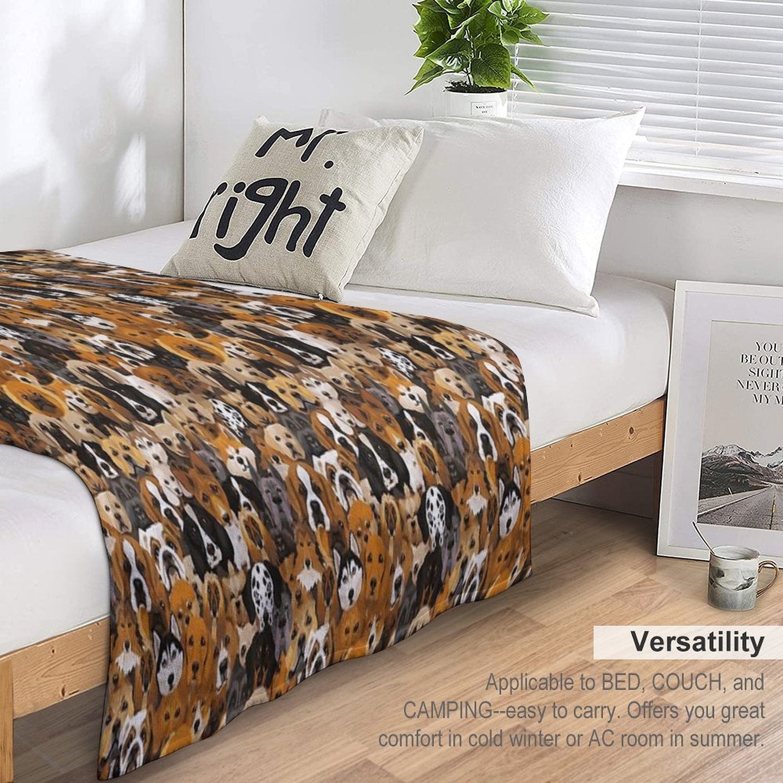 Watercolor Dog Pattern Shrink-resistant Throw Blanket