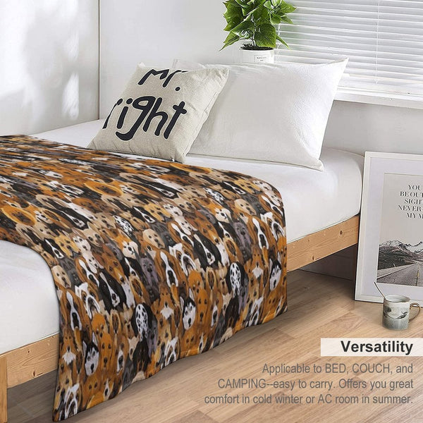 Watercolor Dog Pattern Shrink-resistant Throw Blanket