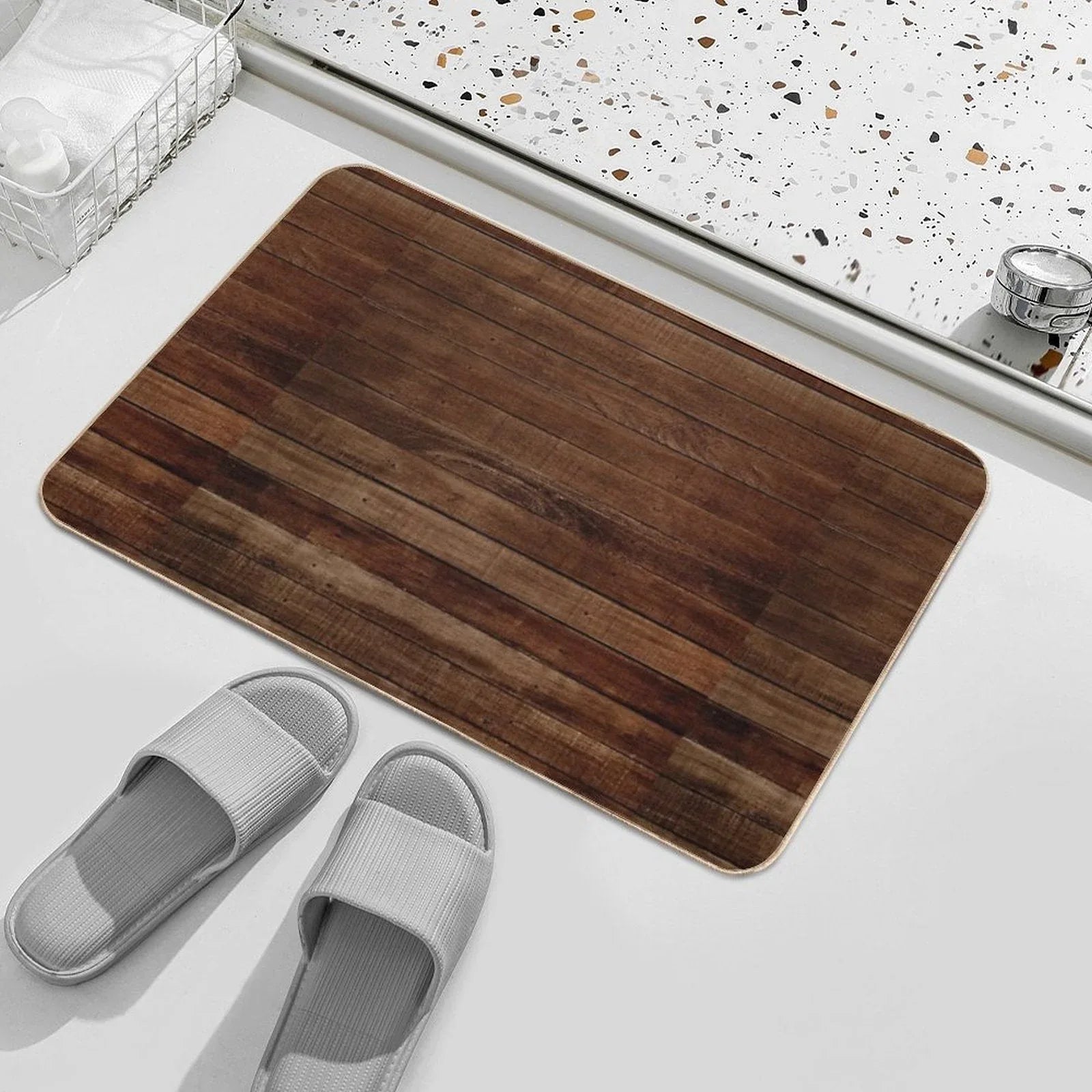 Dark Brown Wood Bath Mat