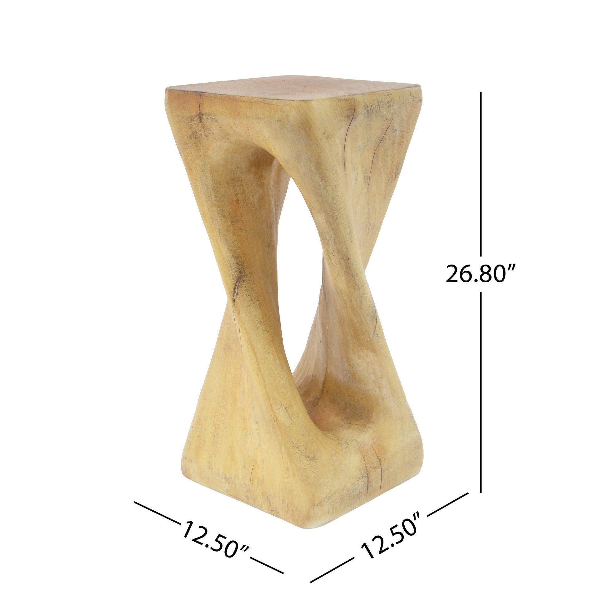 Twist Shape End Table in Wood Like Texture and Natural Color