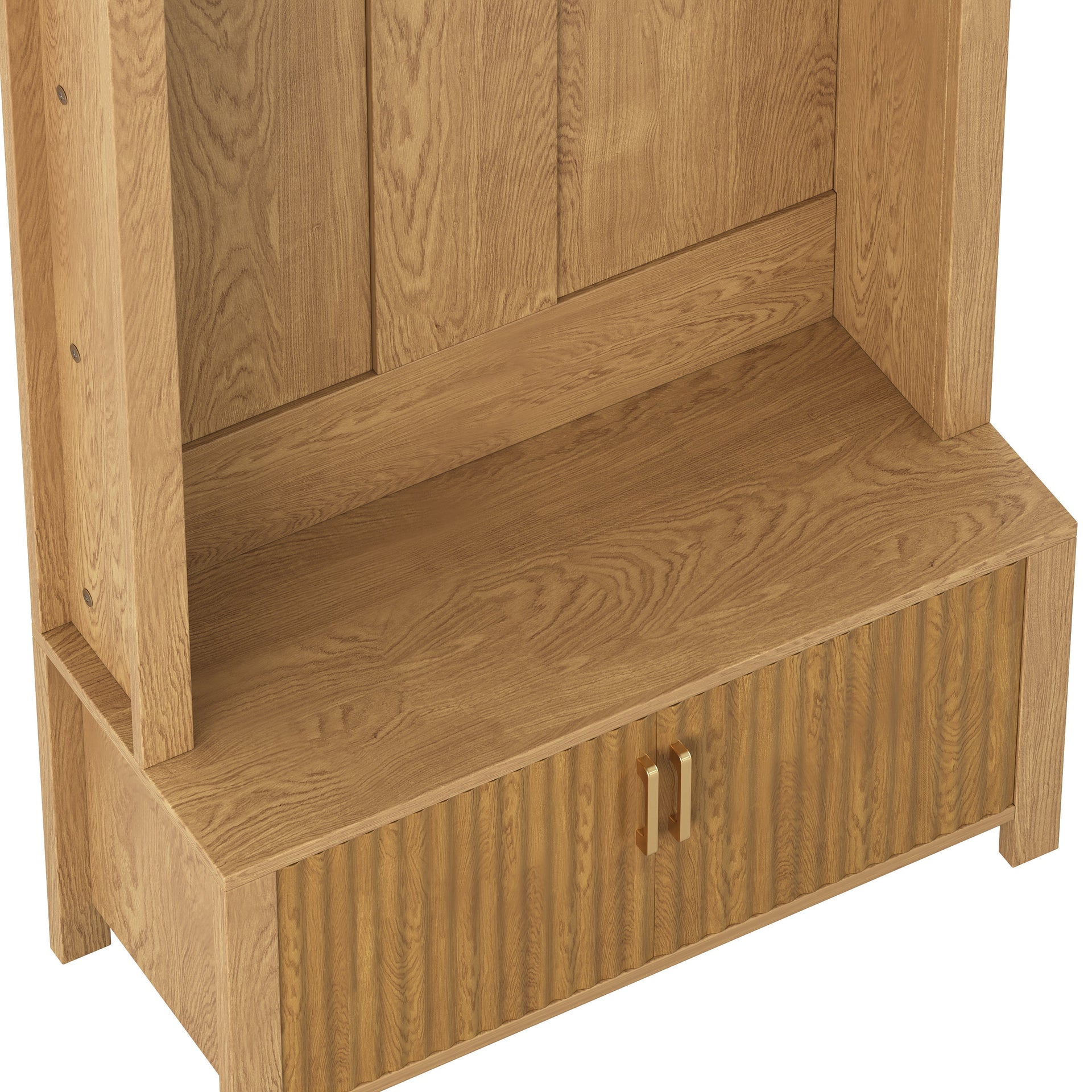 Farmhouse Hall Tree with Storage Bench & Cabinet – Entryway Organizer with Coat Hooks