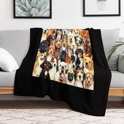 Dog Crowd Wrinkle-free Throw Blanket
