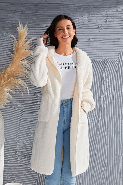 Red Double Take Full Size Hooded Teddy Bear Jacket with Thumbholes Ultra-Cozy & Stylish Comfortable Outerwear