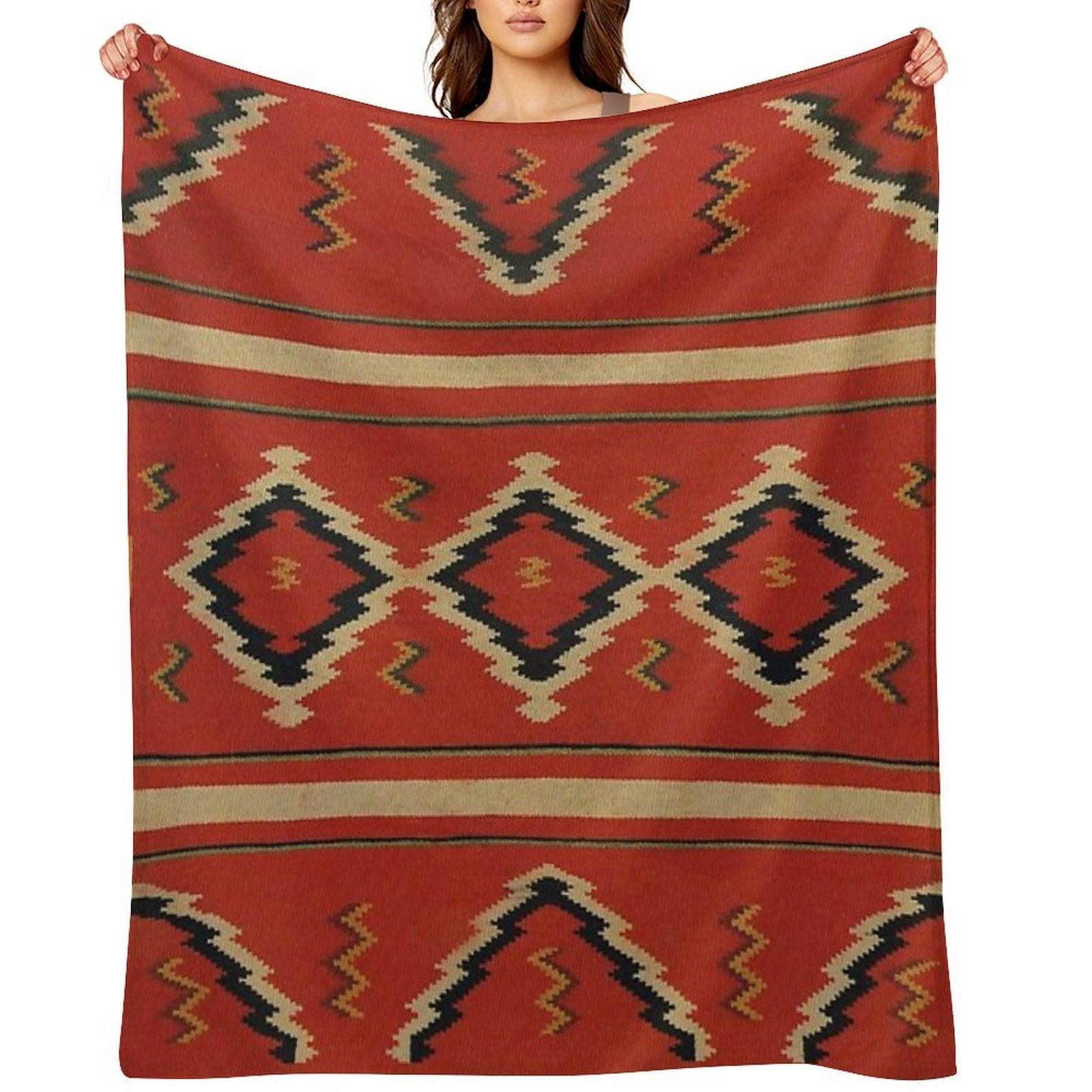 Navajo Textile  Native American Weaving Pattern 26 Throw Blanket