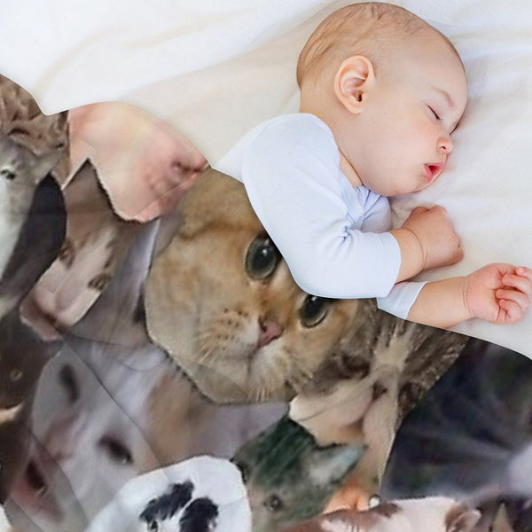 Cat Collage Velvety-soft Throw Blanket