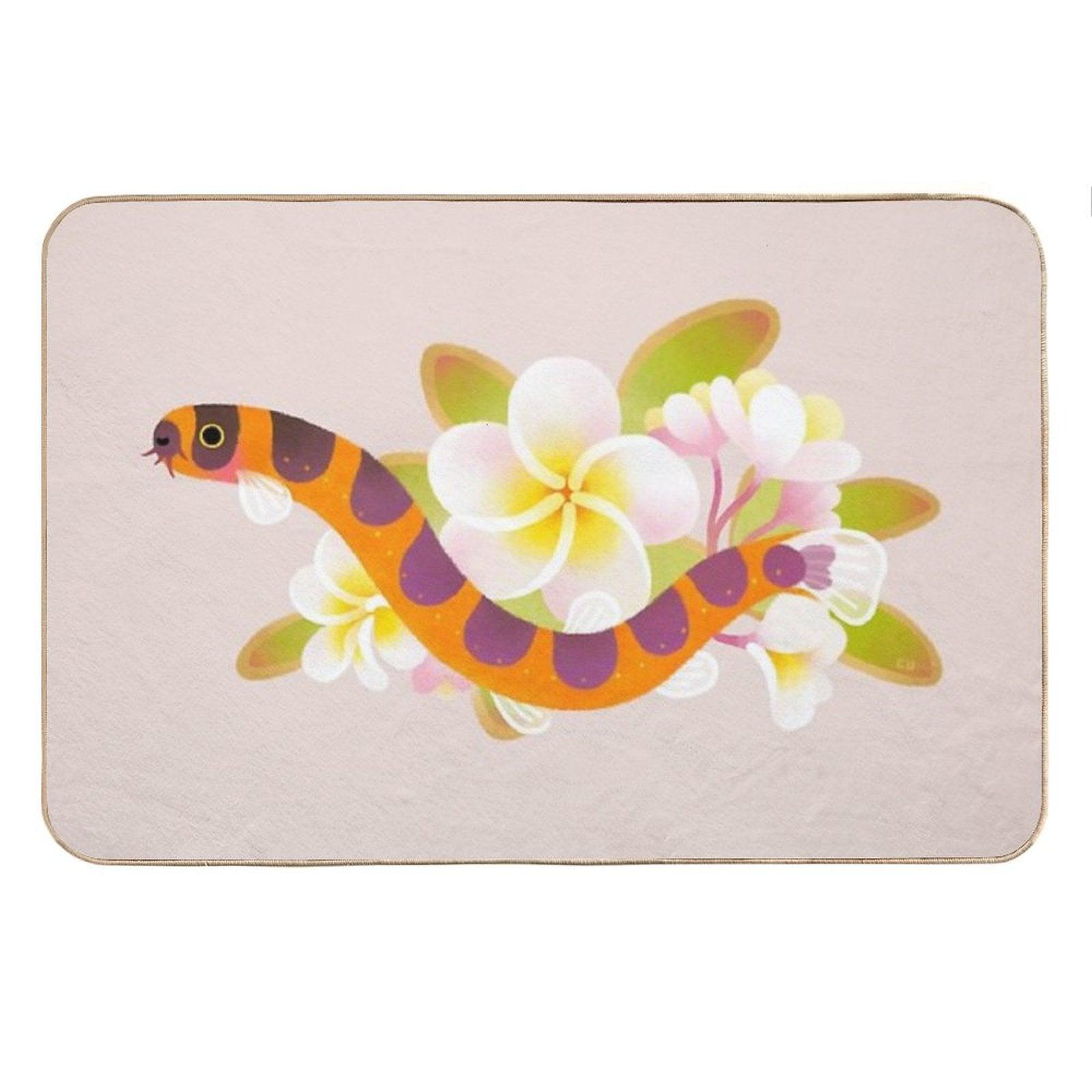Kuhli Loach And Plumeria Bath Mat