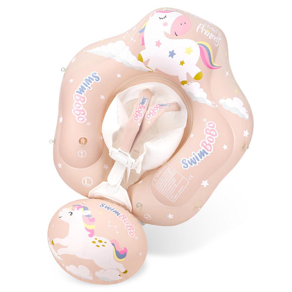 Swimbobo Baby Swimming Ring Lying Ring Children's Swimming Ring Armpit Ring Sunscreen Shade Pink Pony