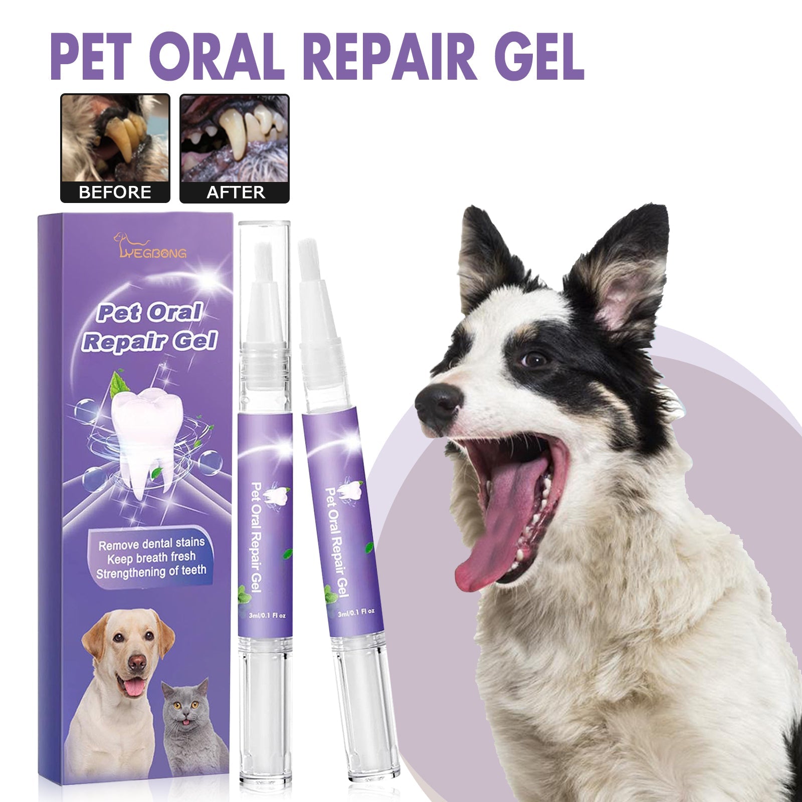 Pet Oral Repair Gel, Deep Cleaning Dog And Cat Tooth Stains Oral Cleaning Care