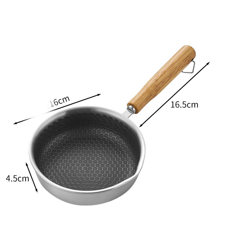 Stainless steel flat bottomed frying pan, non stick pan, deepening multifunctional mini frying pan for steak and eggs, small fry