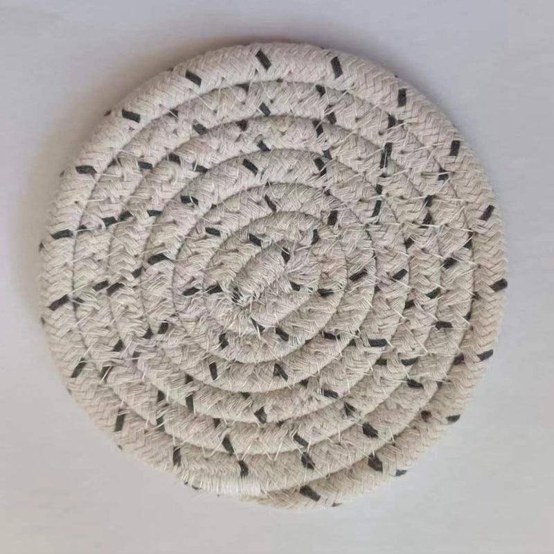 Cotton thread placemat hand woven insulation mat bowl mat cup mat thickened and simple cotton linen table mat