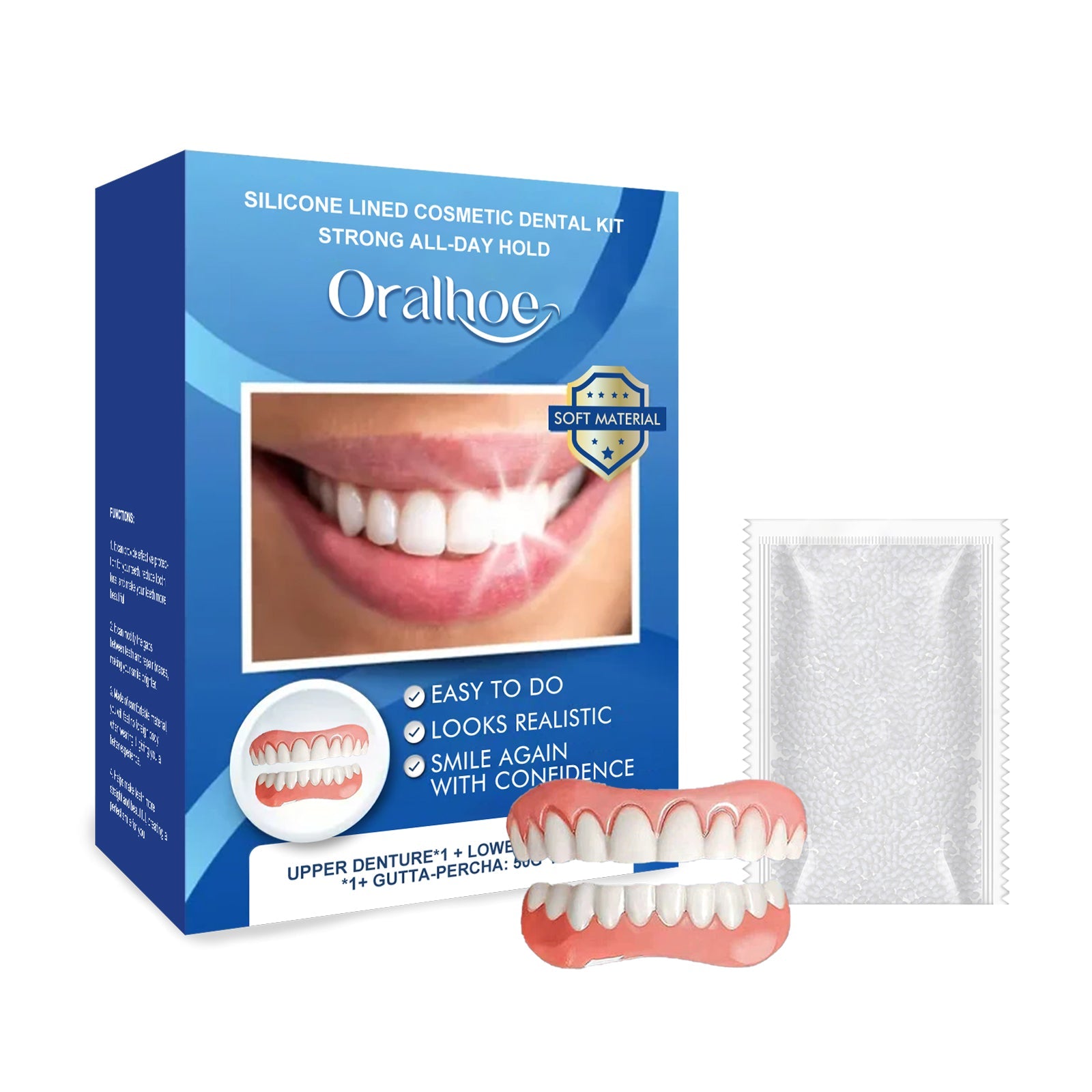 Cosmetic Dentures, Dental Cosmetic Sets To Enhance Smile Appearance Comfortable Material Dentures