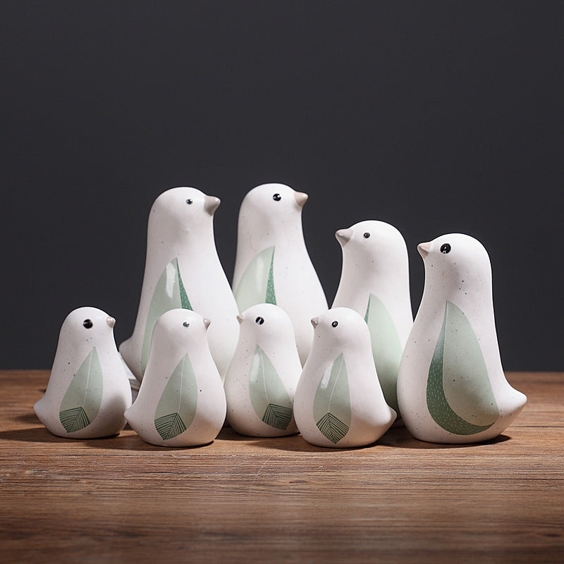 Home decoration small accessories Nordic creative cute ceramic bird ornaments Home living room Wine cabinet Room decoration