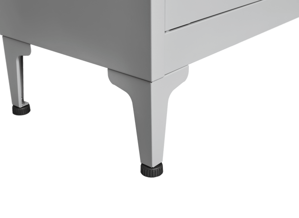 Grey metal kitchen storage cabinet, kitchen pantry storage cabinet with door and shelf, adjustable leveling feet