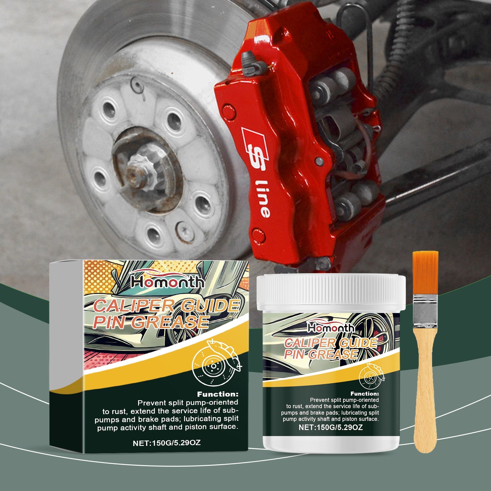 Automotive Brake Caliper Grease, Silicon-Based Lubricant Caliper Anti-Bite Maintenance Grease