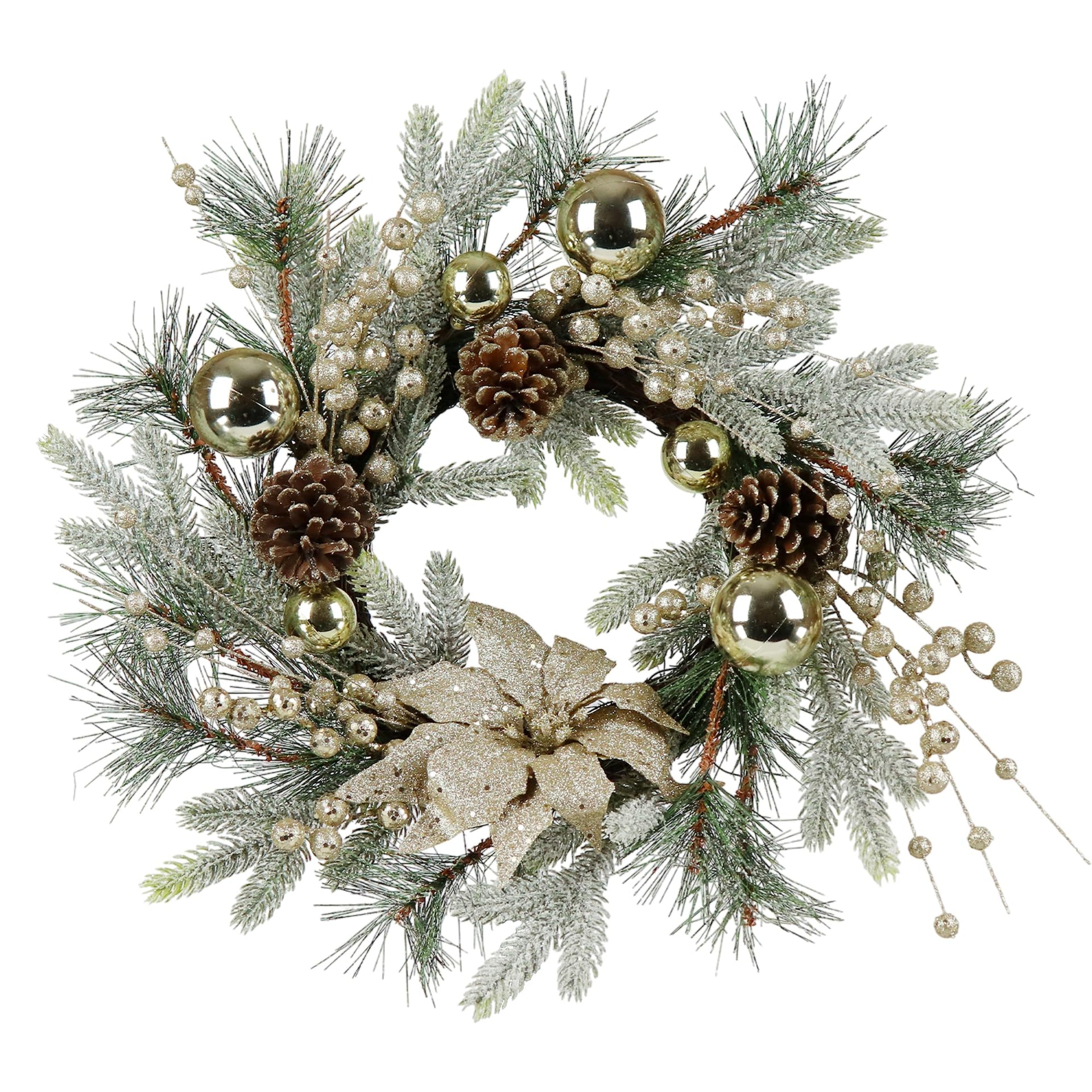 Christmas Wreath 20 Inch Christmas Door Decorations Wreath with Warm Lights V.I.P Digital Presence