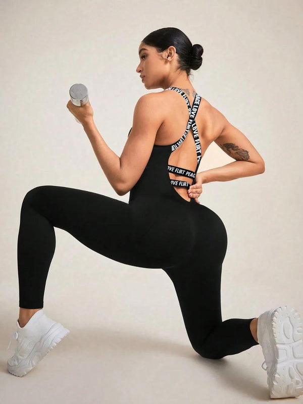 Crisscross Back Sleeveless Active Jumpsuit