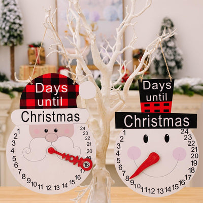 Christmas decorations Christmas plaid hat old man hat snowman pointer wooden calendar