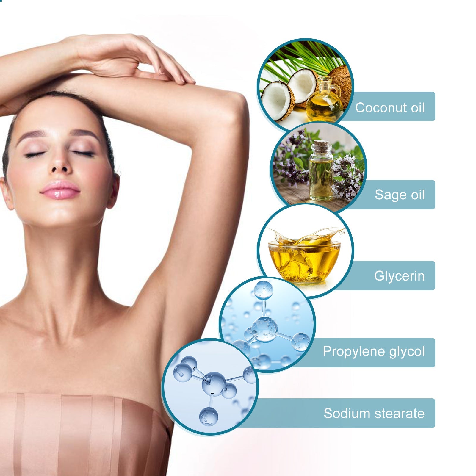 Coconut Oil Underarm Deodorant, Lighten Underarm Odor Refreshing And Fragrance Antiperspirant Cream