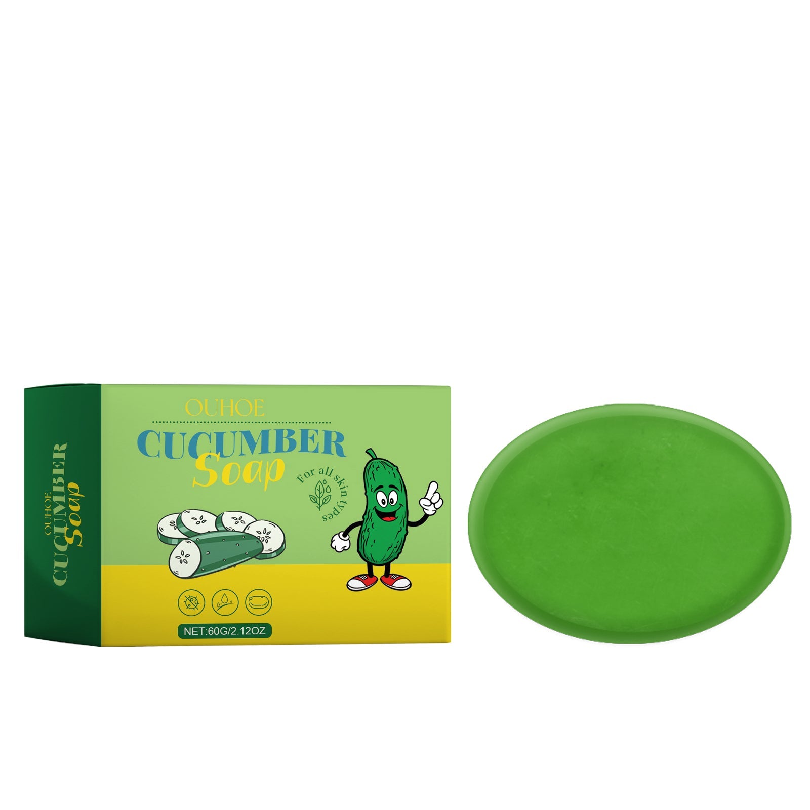 Cucumber Cleansing Soap, Deep Cleaning Face Bath Care Skin Refreshing Oil Control Multi-Purpose Soap
