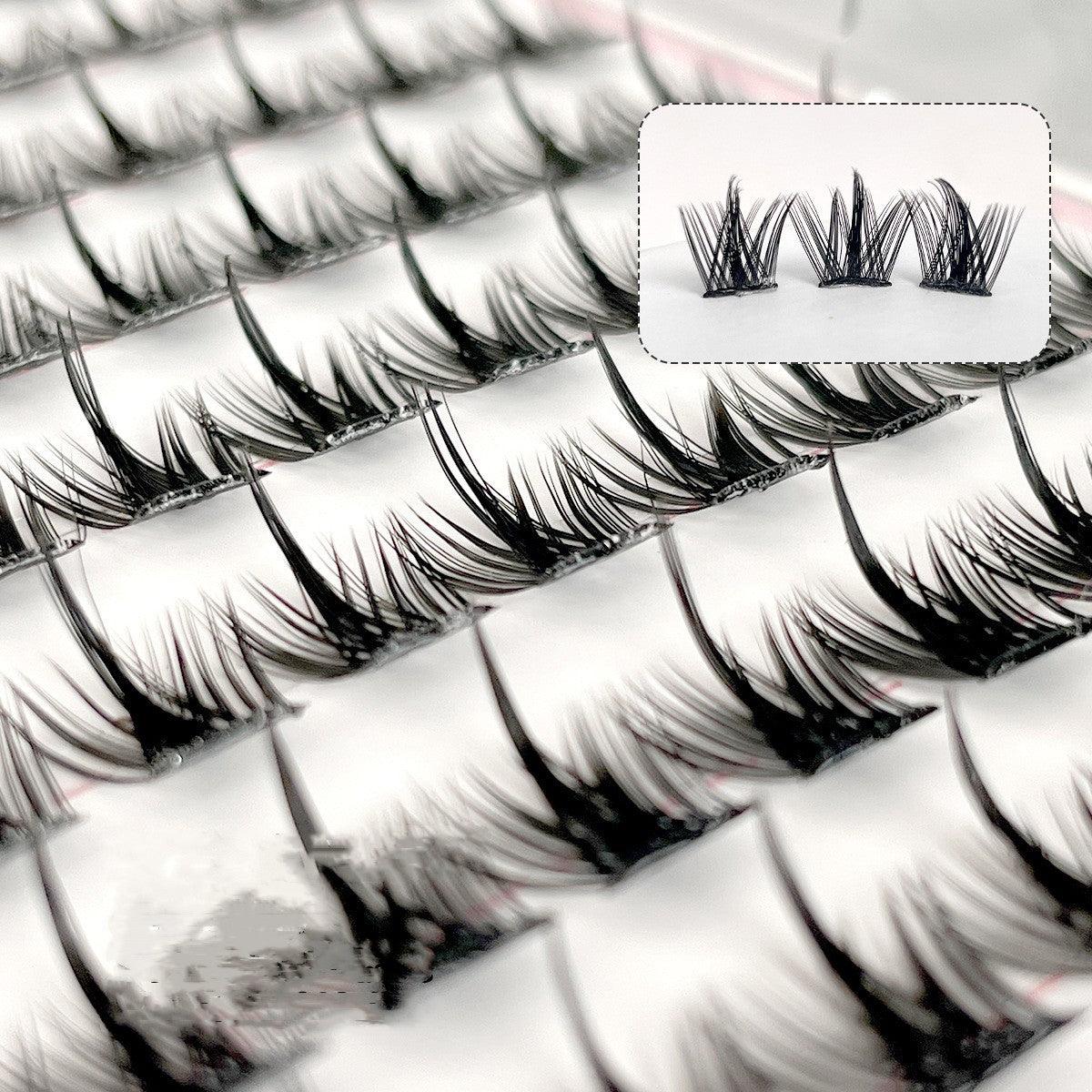 Non adhesive pure wild demon false eyelashes manga natural segmented novice simulation beginner self-adhesive eyelashes