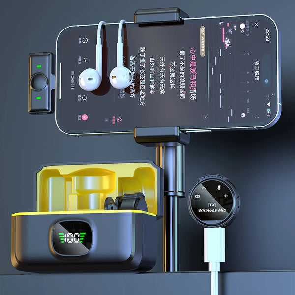 1 To 2 Wireless Lapel Microphone for USB-C /for iOS Camera 50m Range Noise Cancellation 400mAh Battery for Photography Vlog