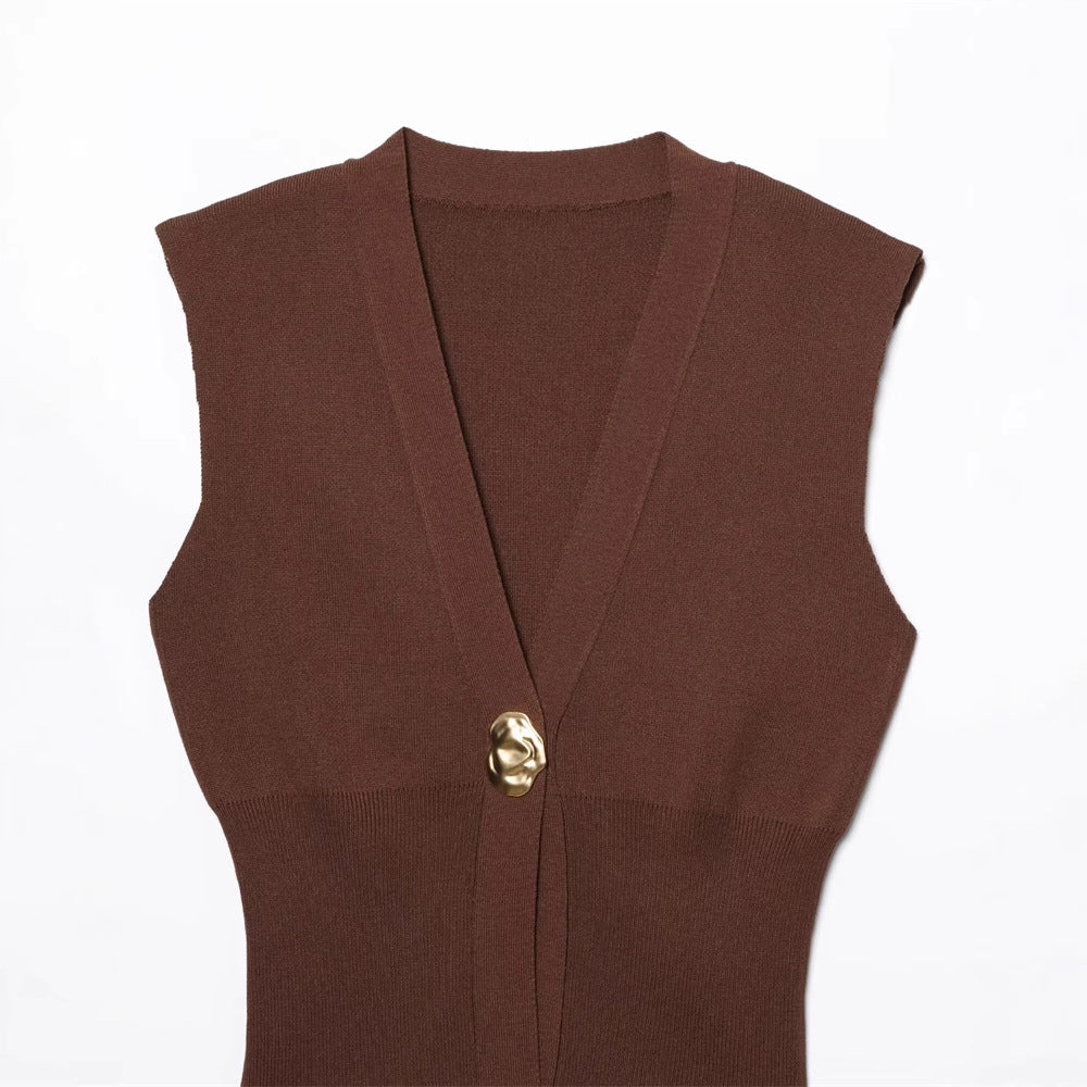 Elegant Casual Commuting Vest V-neck Tank Top for Women withDesign Sense