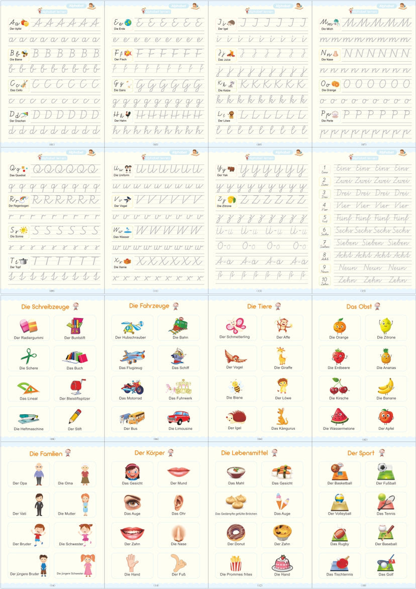 Full English version of calligraphy stickers Children's groove copybook Student hard pen practice copybook Magic writing sticker