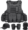 Tactical Vest for Men, Airsoft Vest, Black Molle Vest and Cap Protective Equipment, Tactical Airsoft Gear - Cm-322