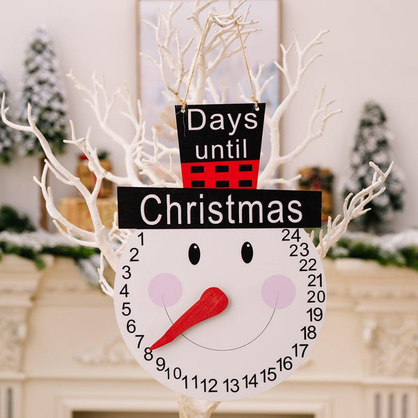 Christmas decorations Christmas plaid hat old man hat snowman pointer wooden calendar
