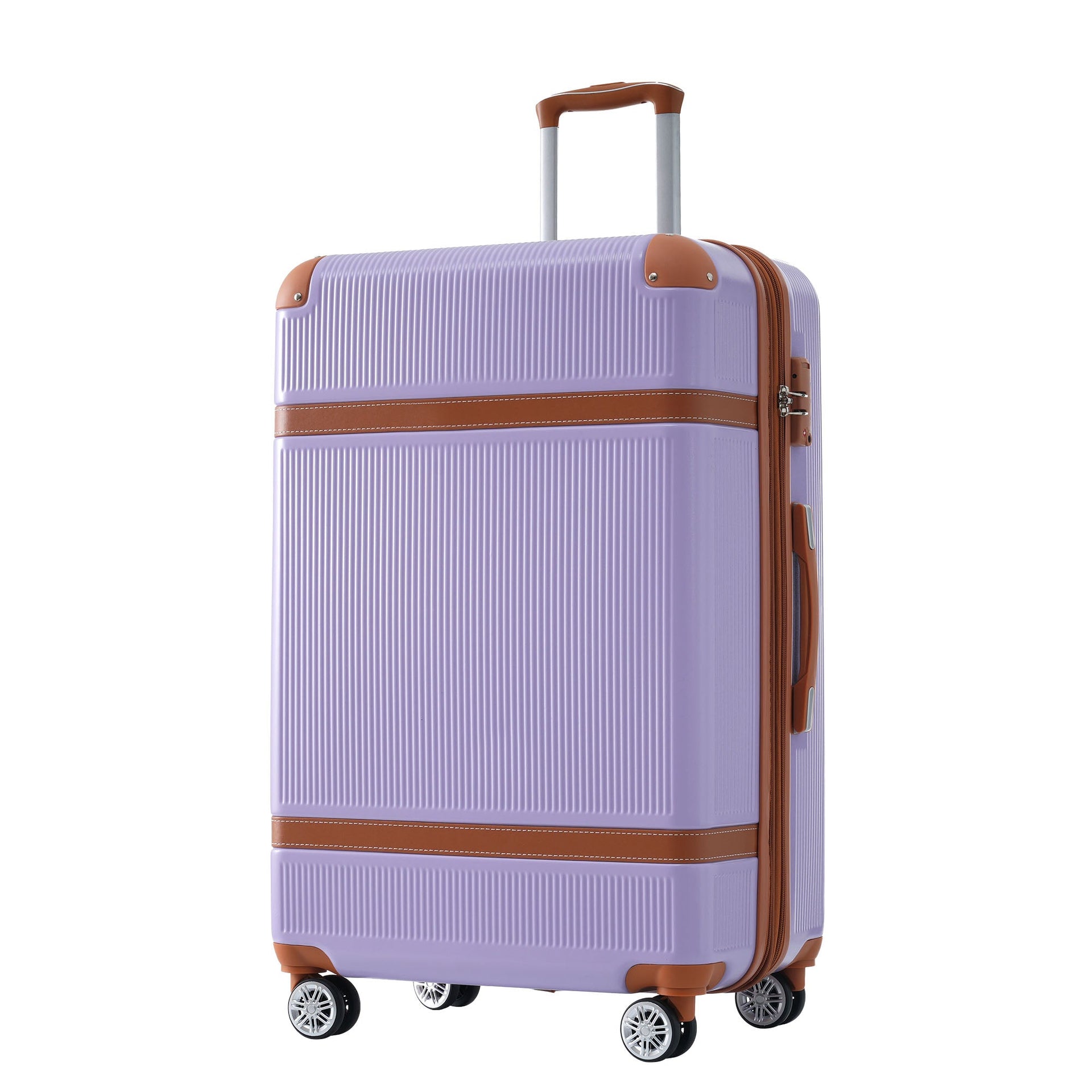 Hardshell Luggage Sets 3 Piece double spinner 8 wheels Suitcase with TSA Lock Lightweight 20''24''28'' Lilac + ABS