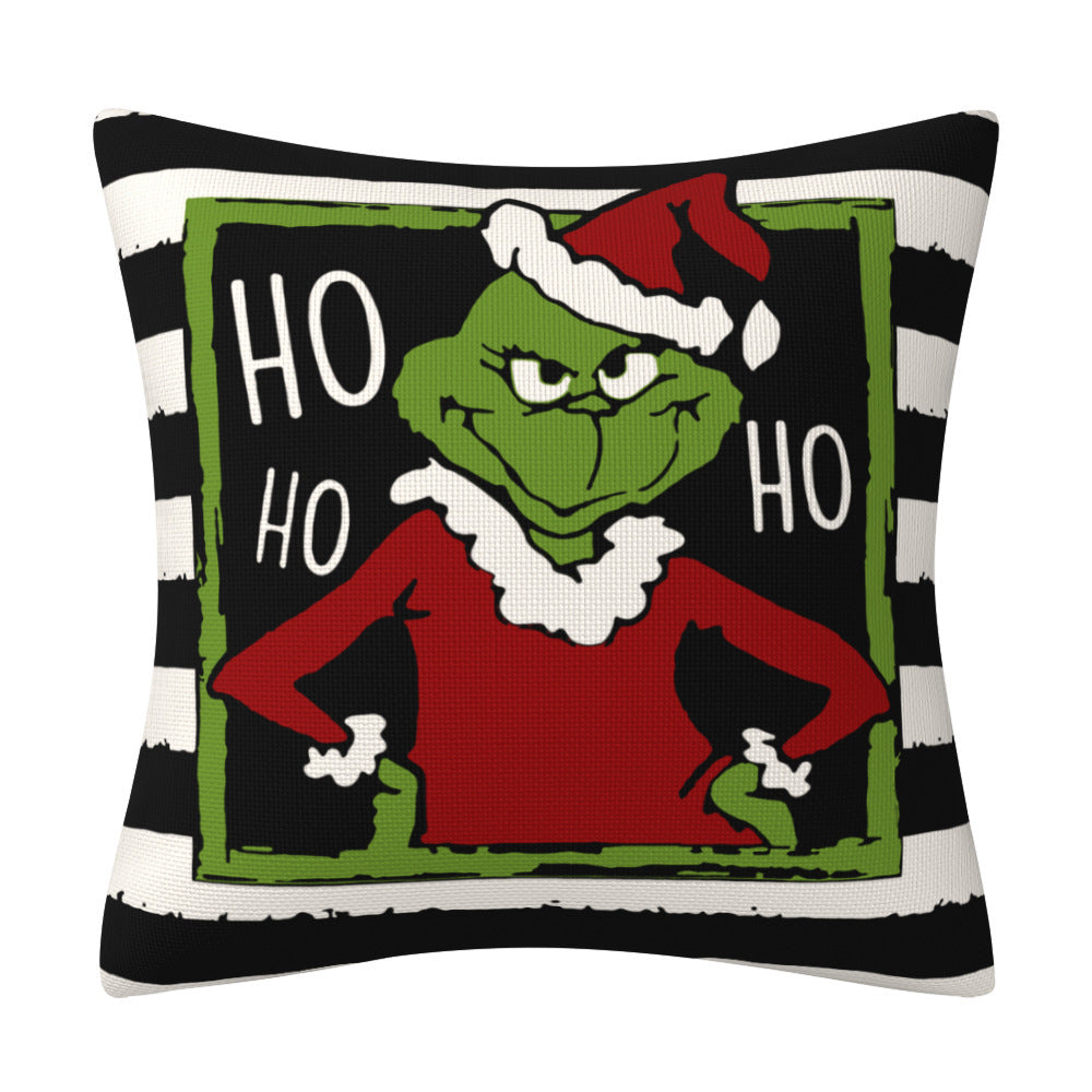 Greentown Cartoon Printed Christmas Pillow Cover Home Furnishings Cushion Sofa Pillowcase