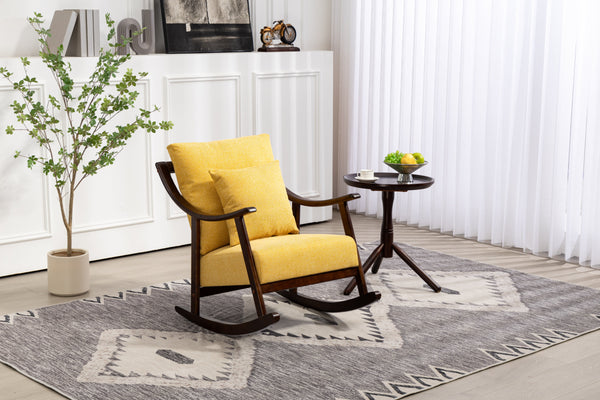 woven fabric Mid Century Modern Accent Chairs Comfy Upholstered Glider Arm Chair with Solid Wood for Living Room Bedroom Balcony