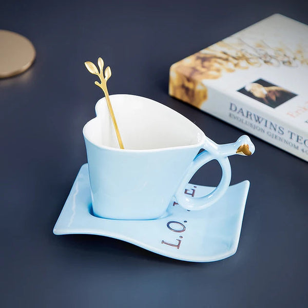 Nordic Coffee Mug Home Light Luxury Hanging Ears Love Ceramic Original Breakfast Cup Set High-value Tumbler Tea Cups Tableware