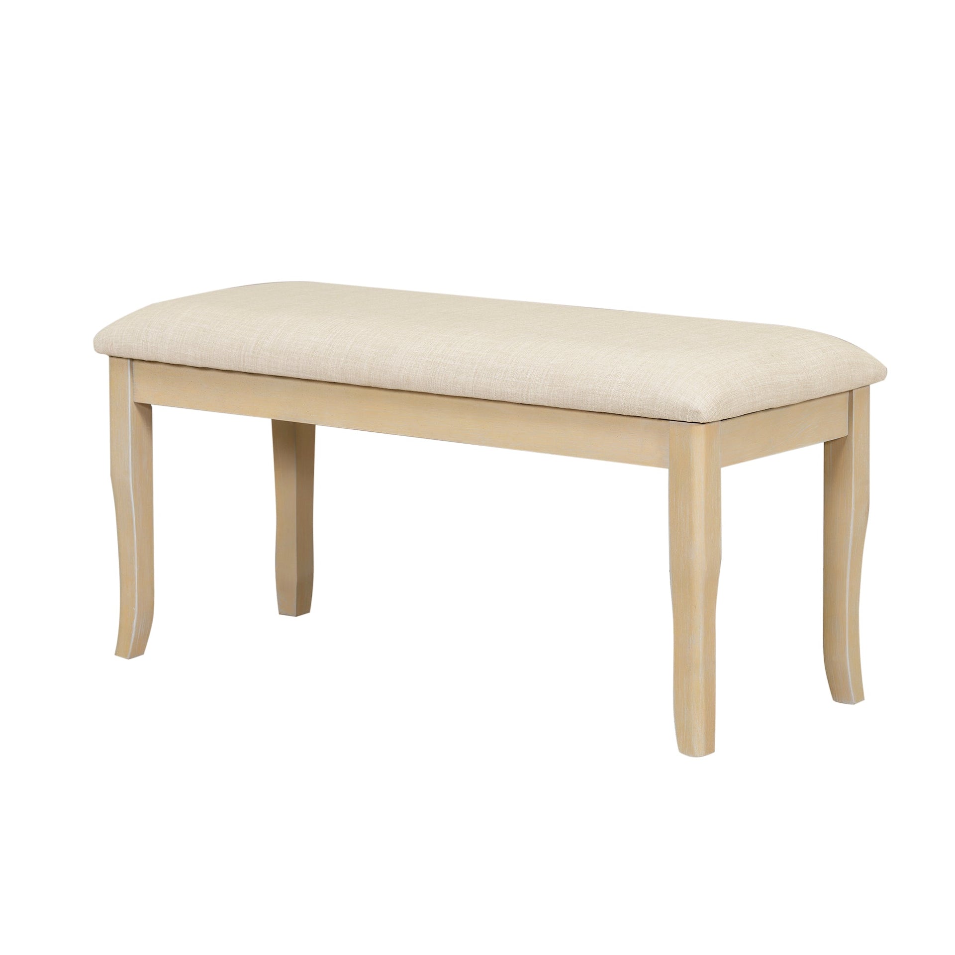 Traditional 6-Piece 78inch Trestle Extendable Dining Table Set with One 18inch Removable Leaf Padded Dining Chairs Bench,Natural