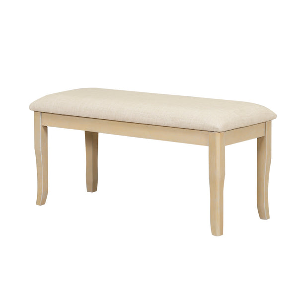 Traditional 6-Piece 78inch Trestle Extendable Dining Table Set with One 18inch Removable Leaf Padded Dining Chairs Bench,Natural