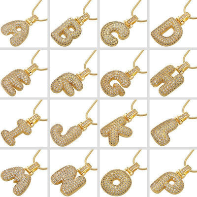 Fashion 26 Letters Necklace Custom Name Pendant Charm For Men And Women A-Z Alphabet Cubic Zircon Hip Hop Jewelry Gift