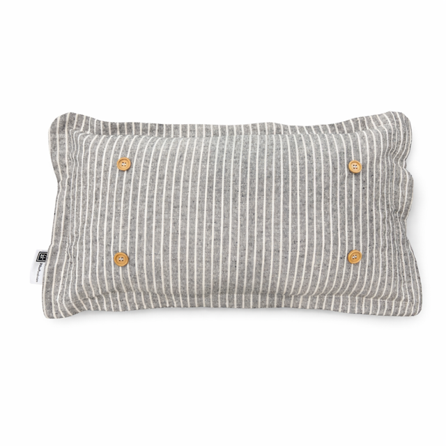 PILLOW ONLY (with fluffy insert): Galvinized Charcoal/Cream Farm Stripes: RECTANGLE CREAM/ DARK CHARCOALSTRIPES PILLOW (with insert)