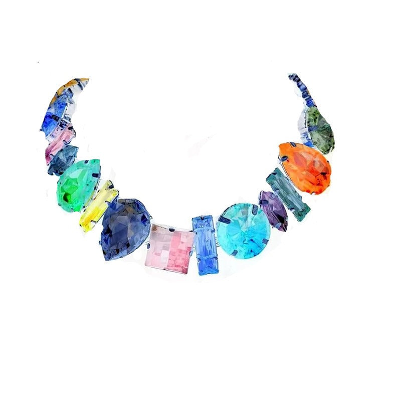 Simple Style Rhinestone Irregular Necklace Luxury Design Women's Statement Necklaces