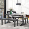 TREXM 3-piece retro cutlery set, rectangular stand table, and 2 wooden stools for 4 people (gray) - Grey + Solid Wood+MDF