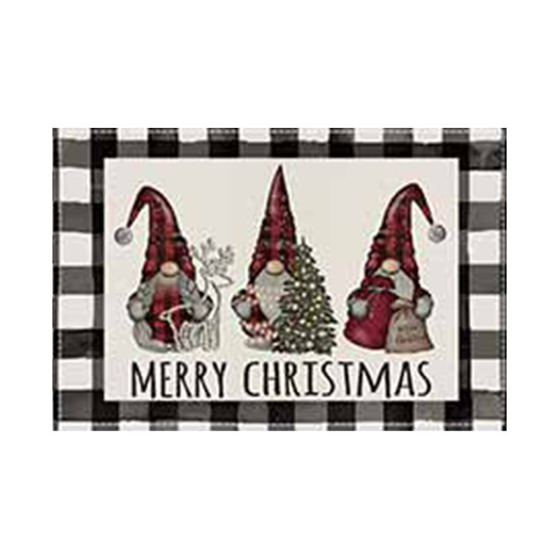 Christmas Snowman Linen Meal Mat Snowflake Grid Printed Table Mat Christmas Party Decoration Insulation Mat Holiday Decoration